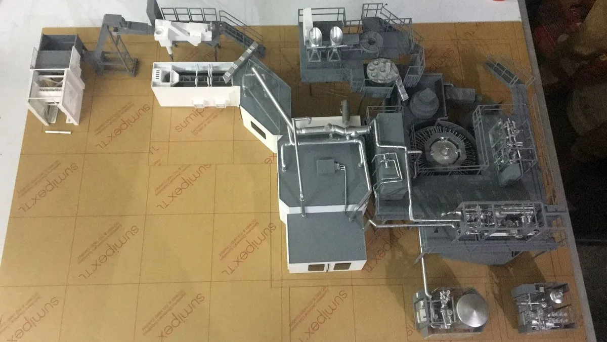 Industrial bottling-line plant model